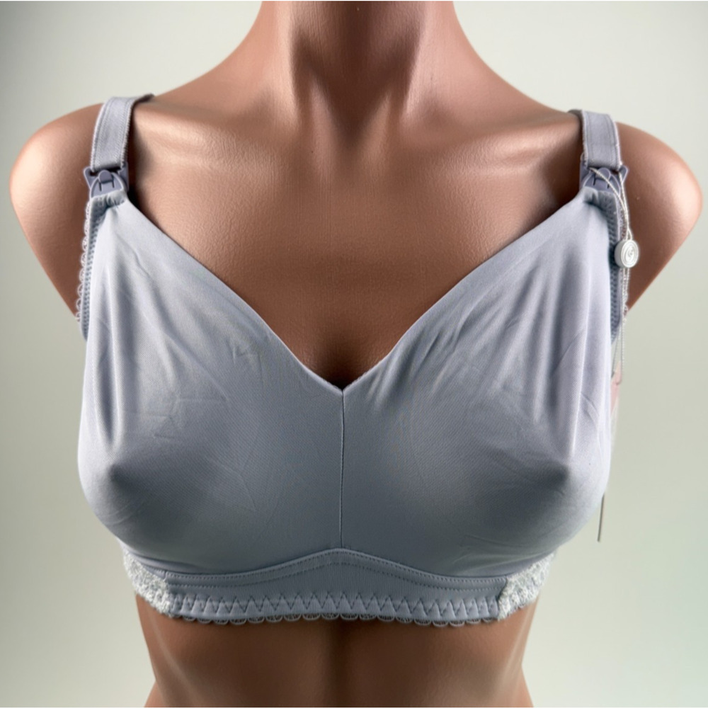 Cake Lingerie Balcony Style Flexible Wire Embroidery Purple Nursing Bra Size 34D